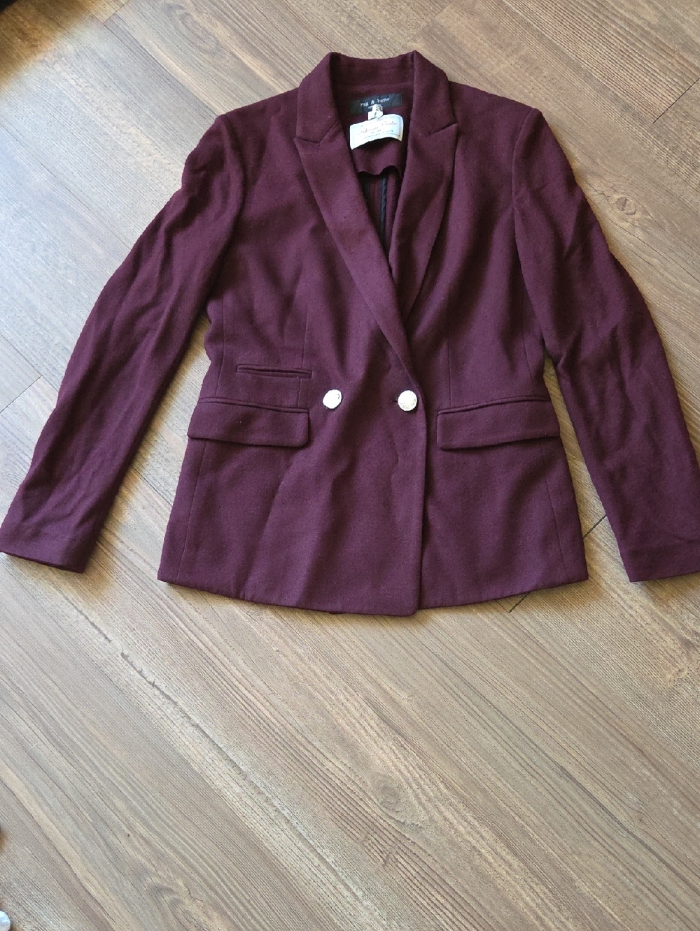 Rag & bone Wine Double-Breasted Wool Blazer